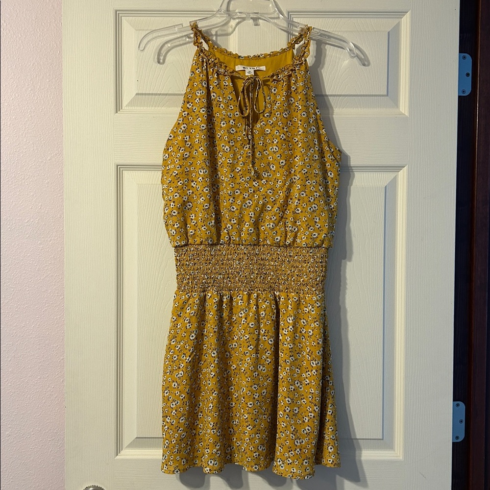 Miami Mini Dress Mustard Yellow & White Floral Medium